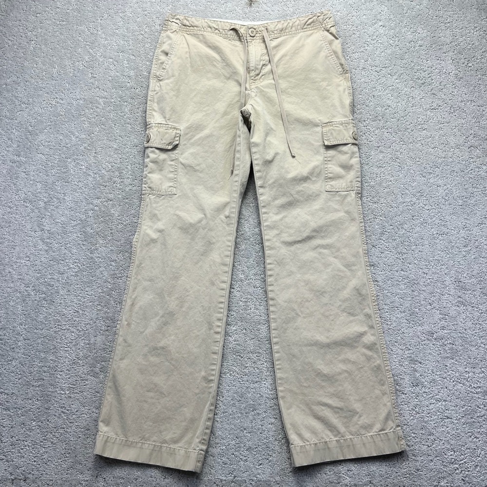 Old Navy Cargo Pants Womens Size 8 Khaki Tan Low Rise Wide Leg Cotton Y2K Casual